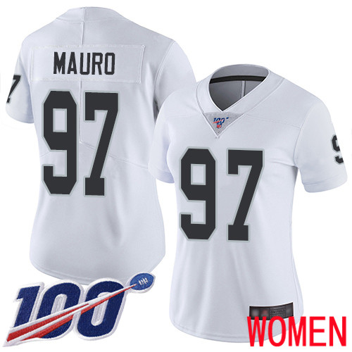 Oakland Raiders Limited White Women Josh Mauro Road Jersey NFL Football #97 100th Season Vapor Jersey->women nfl jersey->Women Jersey